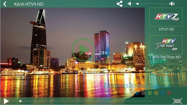 Giao diện xem truyền hình trên HTV Online