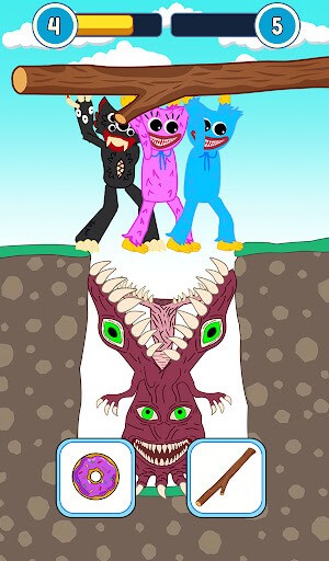 Hugy s Funny Animated Story là game đố vui hài hước cùng quái vật Hugy