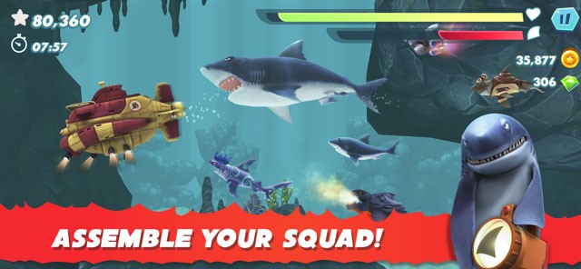 Lập tổ đội và cùng nhau chinh phục đại dương trong khi chơi Hungry Shark Evolution iOS