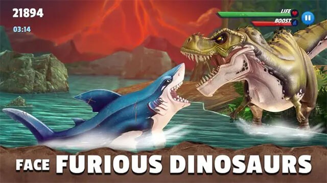 Bạn đối mặt với loài khủng long ăn thịt khổng lồ trong Hungry Shark Primal