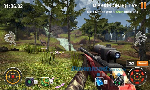 Giao diện chơi trong game Hunting Safari 3D trên Android