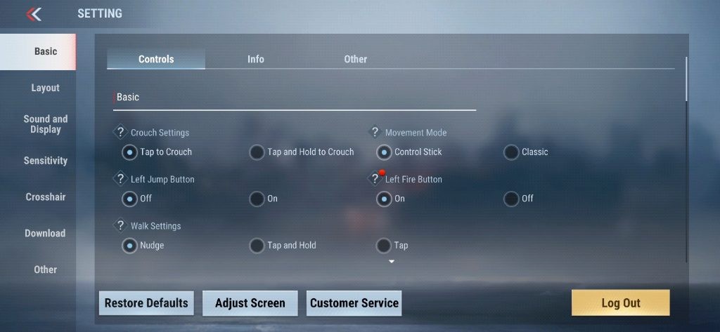 Cài đặt điều khiển trong Crossfire Legends