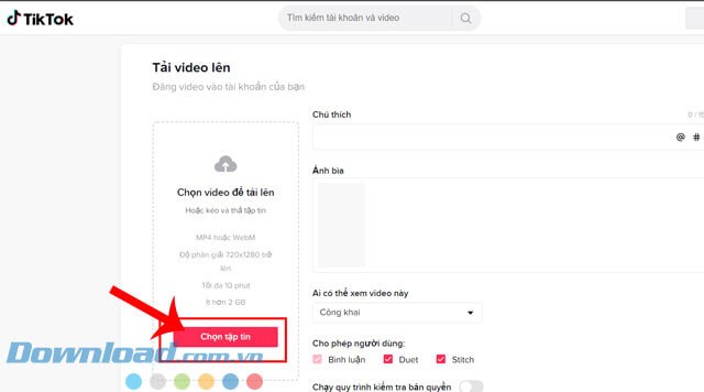 Nhấn vào nút Chọn tập tin