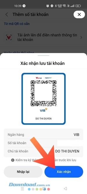 Ấn vào nút Xác nhận
