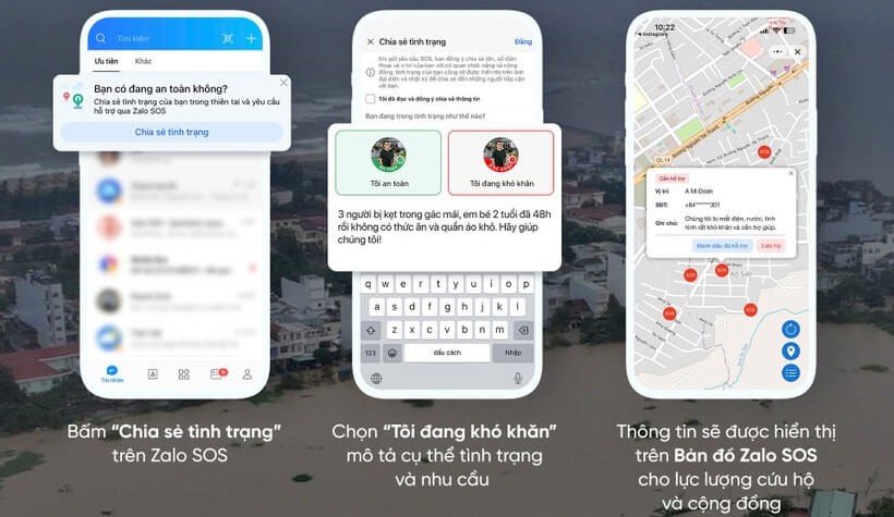 Hướng dẫn gửi tín hiệu cứu trợ khẩn cấp trên Bản đồ Zalo SOS