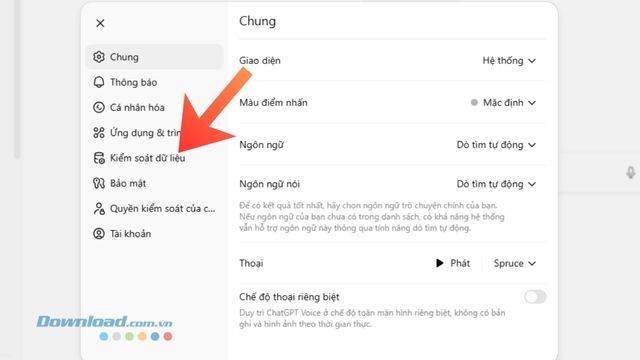 Click chuột vào mục Kiểm xoát dữ liệu