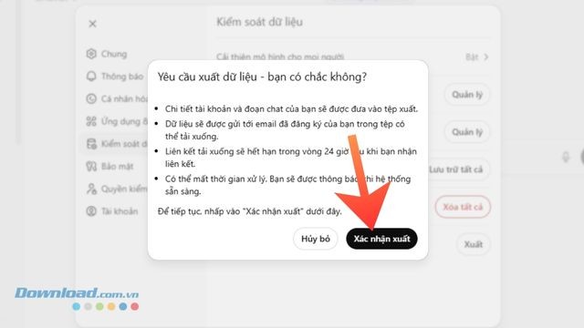 Nhấn vào nút Xác nhận xuất