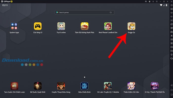 Sau khi tải thành công, Doggo Go sẽ xuất hiện trên giao diện giả lập của LDPlayer 9