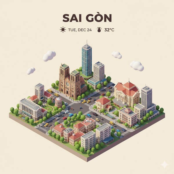 ảnh Isometric thành phố Sài Gòn