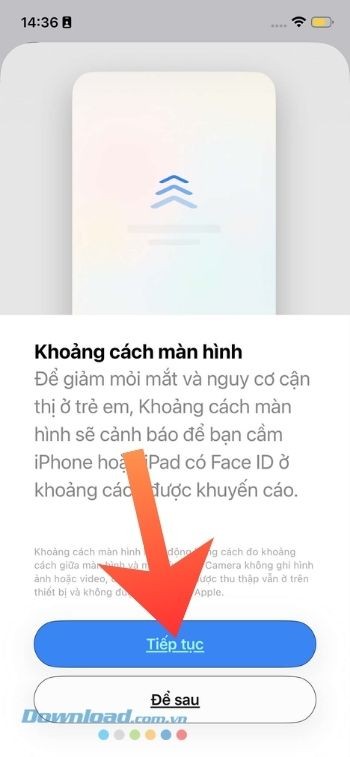 Nhấn vào nút Tiếp tục
