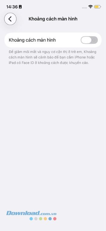 Đã tắt chế độ cảnh báo iPhone quá gần