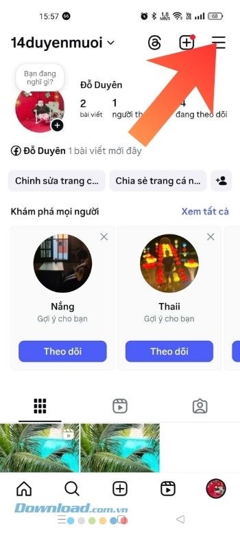 Ấn vào biểu tượng ba dấu gạch ngang