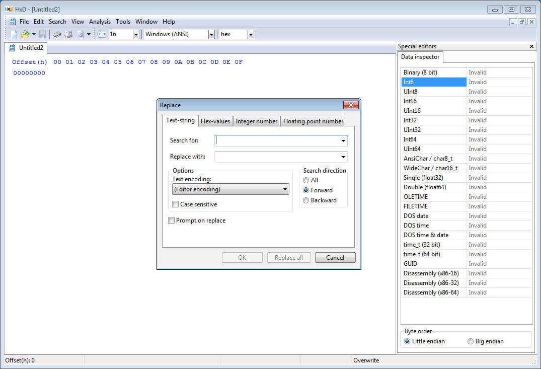 Tính năng chính của HxD Hex Editor
