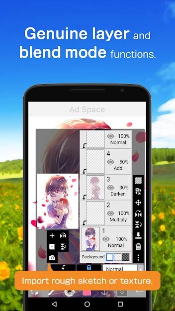 Các chế độ blend màu đa dạng trong ibis Paint X app
