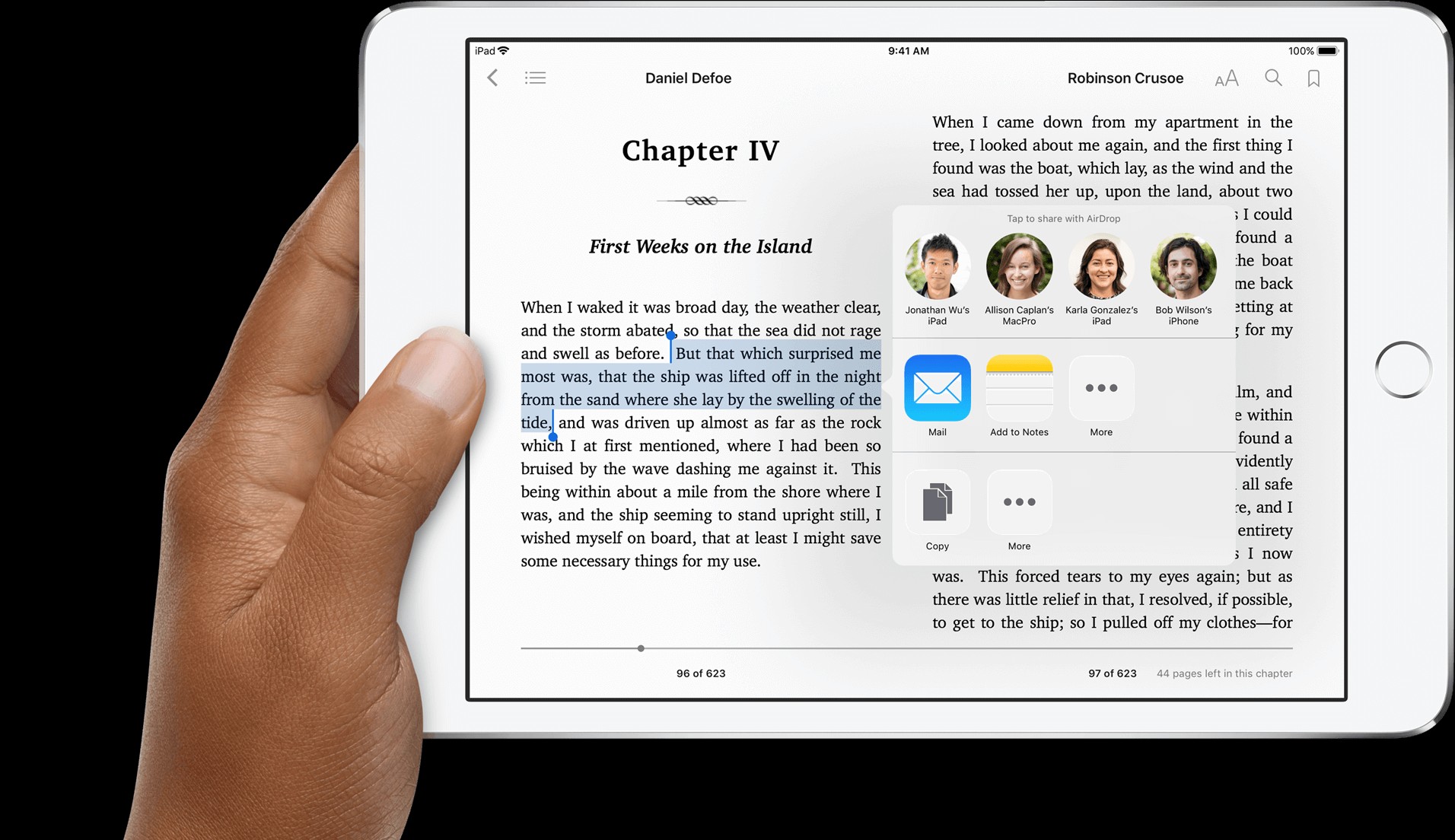 ibooks hỗ trợ chia sẻ đoạn trích lên mạng xã hội
