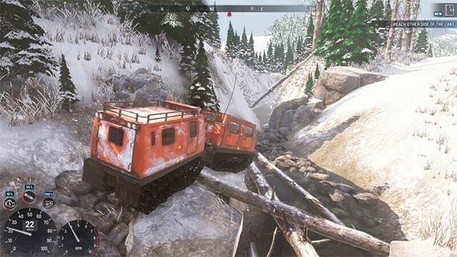 Lái xe 'mèo tuyết' trên địa hình phức tạp để cố gắng thoát khỏi các mối đe dọa tiềm ẩn