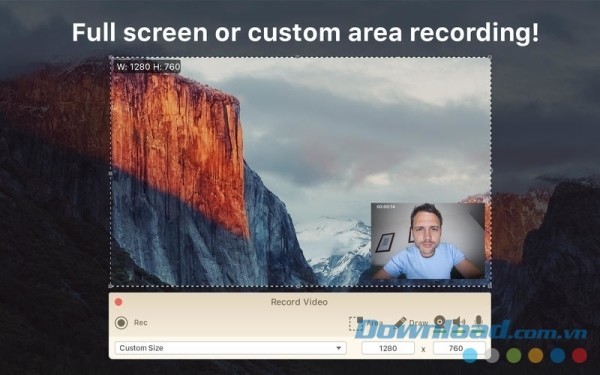 Icecream Screen Recorder cho Mac hỗ trợ tùy chọn vùng quay như ý