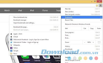 Đồng bộ dấu trang Chrome và thiết bị Apple