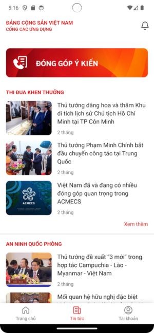 Ứng dụng cập nhật thông tin Đảng và Nhà nước