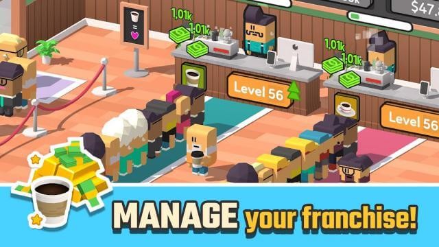 Quản lý thương thiệu cà phê của bạn trong game Idle Coffee Corp