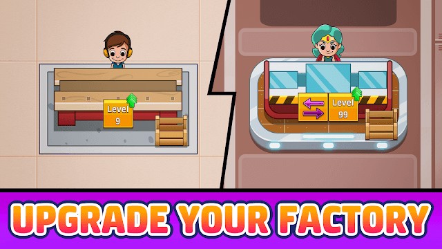 Nâng cấp nhà máy của bạn và phát triển nó ngày một lớn hơn trong game Idle Factory Tycoon: Business!