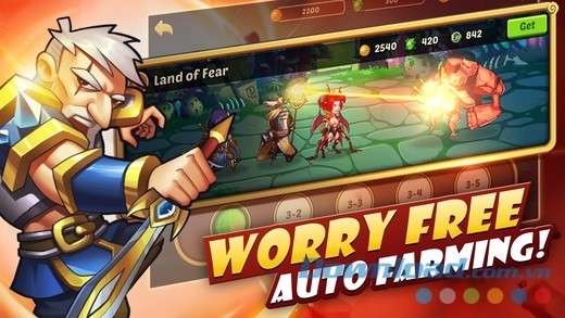 Idle Heroes cho iOS tự động huấn luyện anh hùng khi người chơi vắng mặt