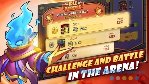 Idle Heroes cho iOS thách thức và chiến đấu trên đấu trường rộng lớn