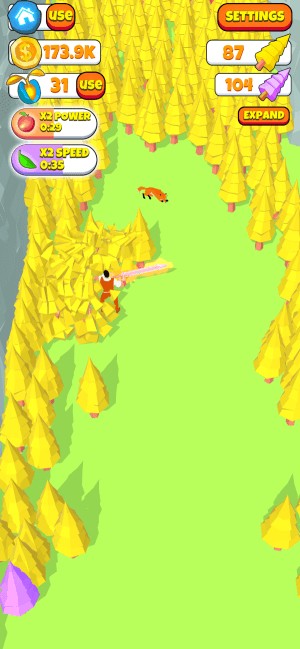 Chặt cây lấy gỗ và bán kiếm tiền trong game Idle Lumberjack 3D