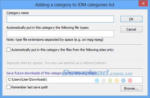 Điền đầy đủ thông tin vào hạng mục mới thêm