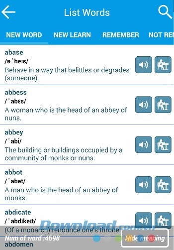 Giao diện IELTS 5000 Essential Words