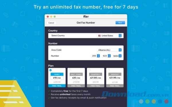 iFax cho Mac miễn phí số fax không giới hạn trong vòng 7 ngày
