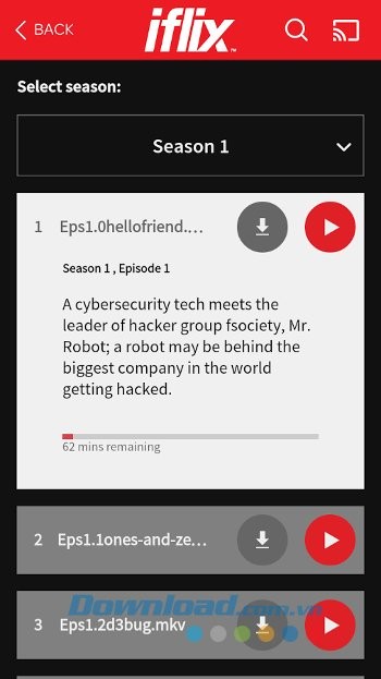 Tải phim để xem offline với iflix