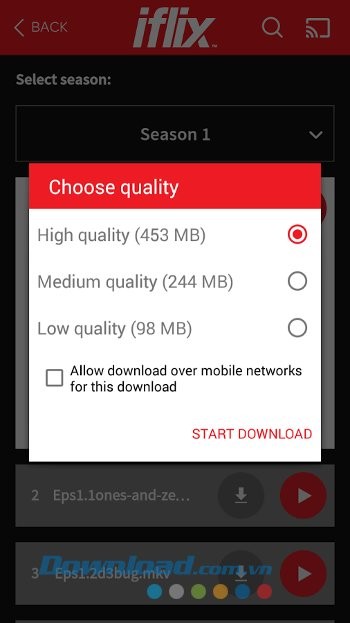 Lựa chọn chất lượng phim để xem trên iflix
