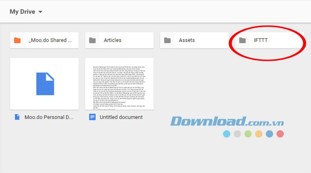 Thư mục Google Drive trên IFTTT