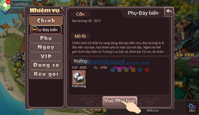 Giao diện vào phụ bản game iGà