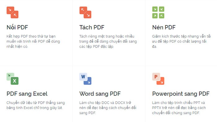 Các công cụ trên iLovePDF