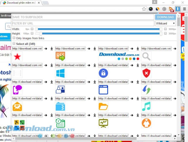 Giao diện ứng dụng Image Downloader