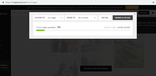 Ưu điểm của Image Shack là tốc độ upload ảnh cực nhanh