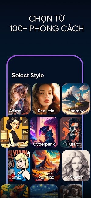 Imagine: AI Art Generator cho bạn tạo ra vô số hình ảnh phong cách khác nhau