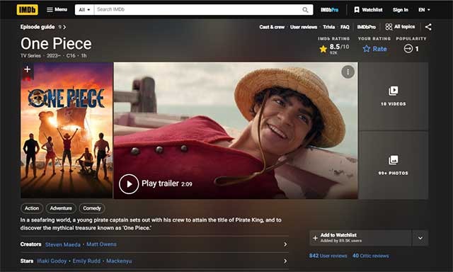 Cơ sở dữ liệu của IMDb bao gồm hàng triệu bộ phim