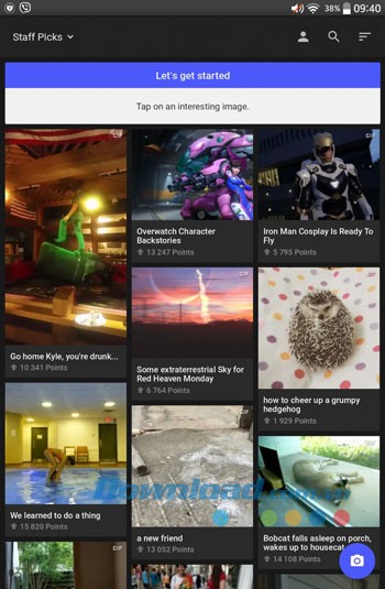 Giao diện sử dụng ứng dụng Imgur trên Android