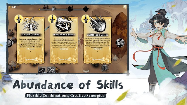 Sử dụng các kết hợp kỹ năng mạnh mẽ để chống lại lũ quỷ trong game Immortal Survivors