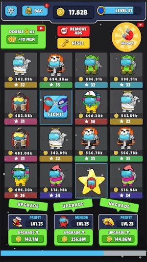 Hợp nhất những kẻ mạo danh để kiếm XP, tiền xu và lên cấp