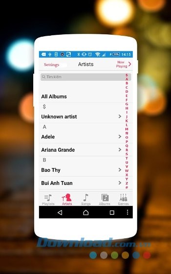 Phát nhạc theo nghệ sĩ trên iMusic