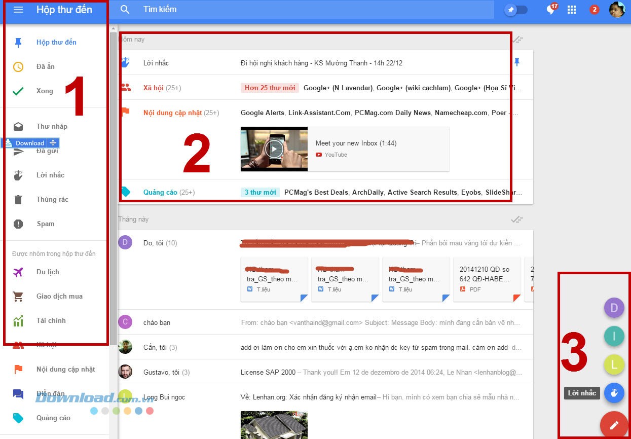 Giao diện của Inbox by Gmail