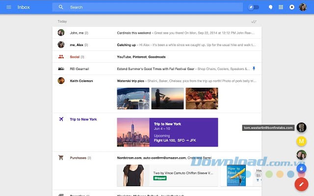 Inbox by Gmail cho phép xem ảnh mà không cần mở email