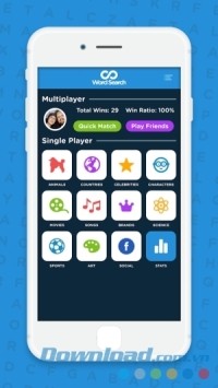 Infinite Word Search Puzzles cho Android có chủ đề đa dạng
