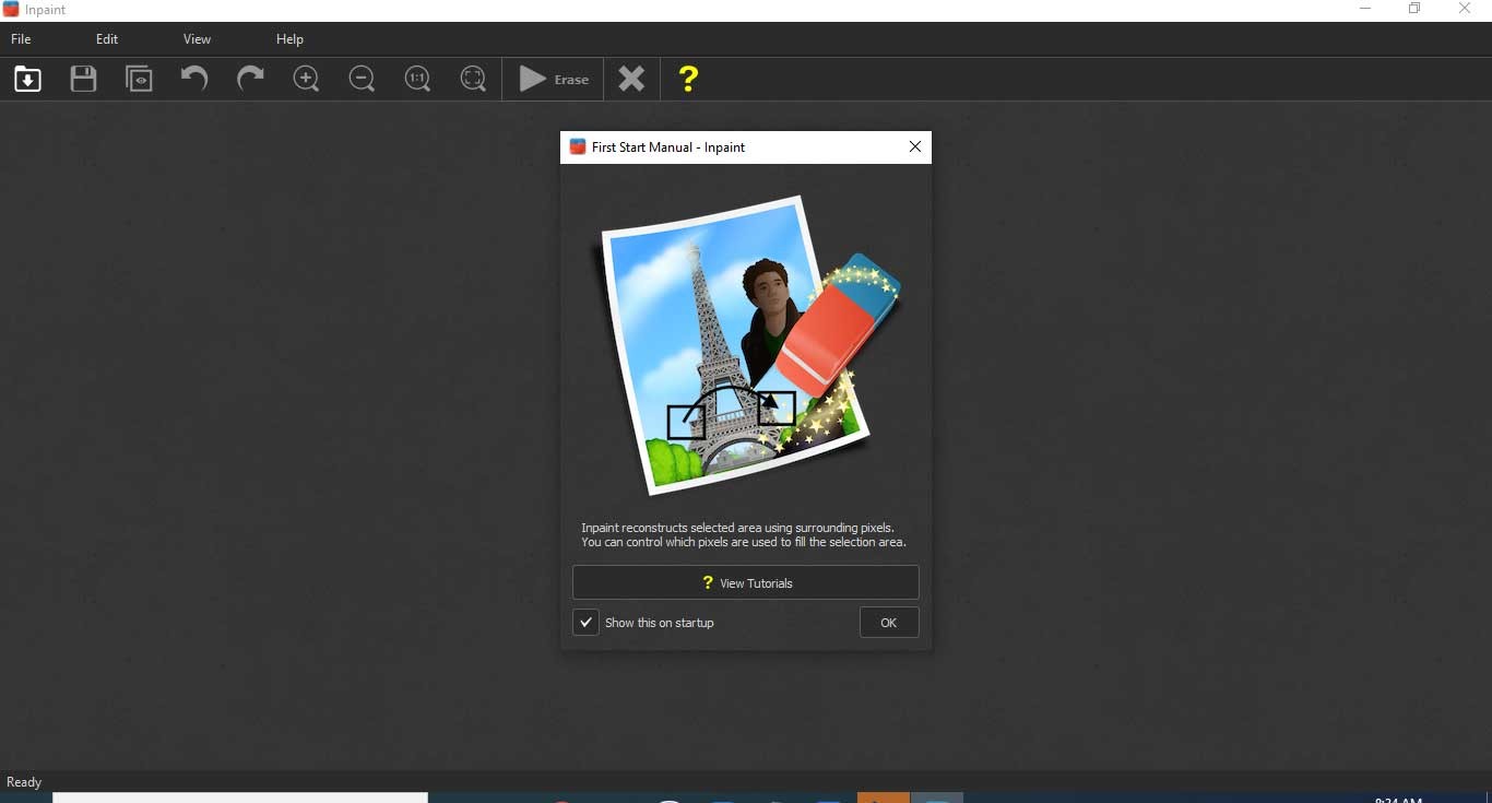 Giao diện phần mềm xóa vật thể Inpaint