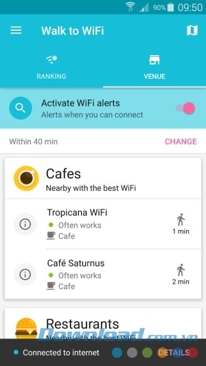 Giao diện ứng dụng Instabridge cho Android