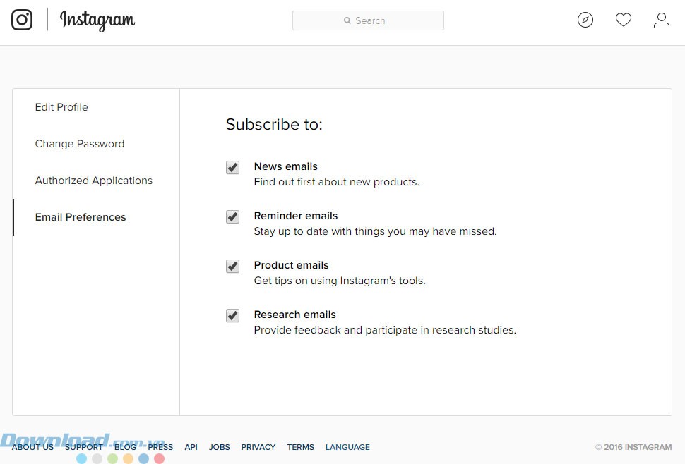 Các lựa chọn cài đặt ứng dụng